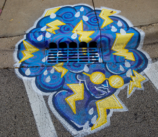 Photo of storm drain art - provided by the City of Elgin.