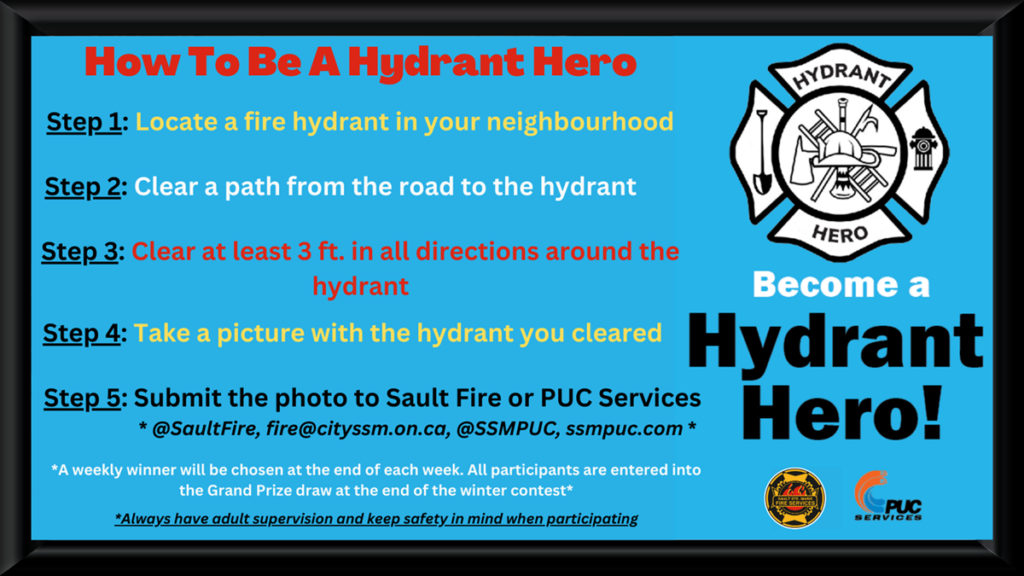 A poster featuring the phrase "How to Be a Hydrant Hero" in bold, eye-catching letters against a colourful background.