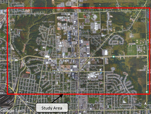 Map view of the Great Northern Road and Second Line Study Area
