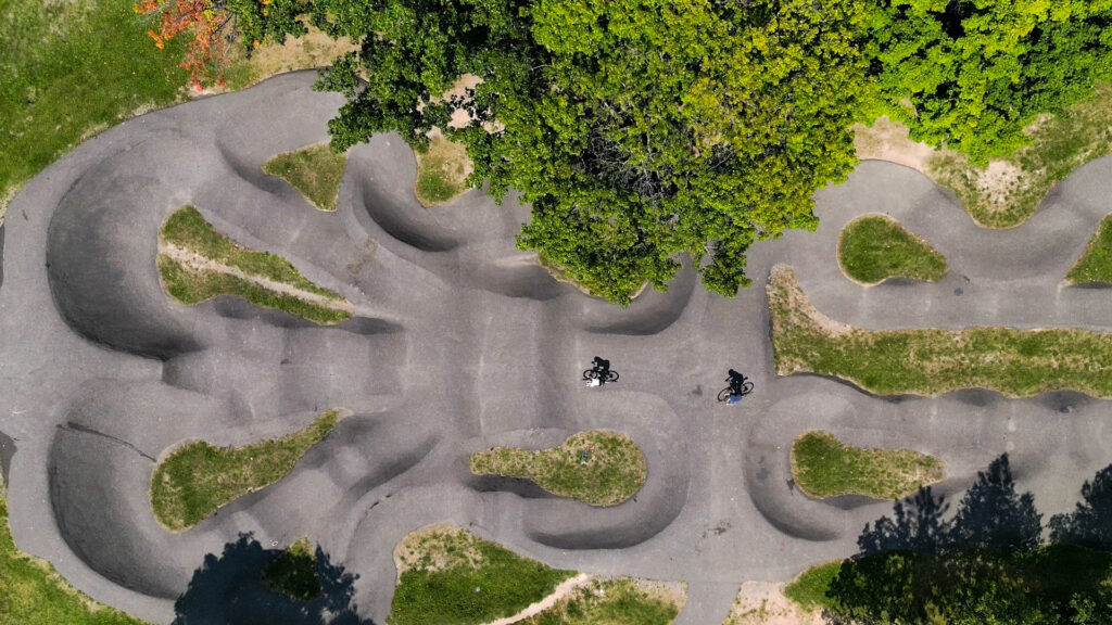 Bird's eye view of the pump track