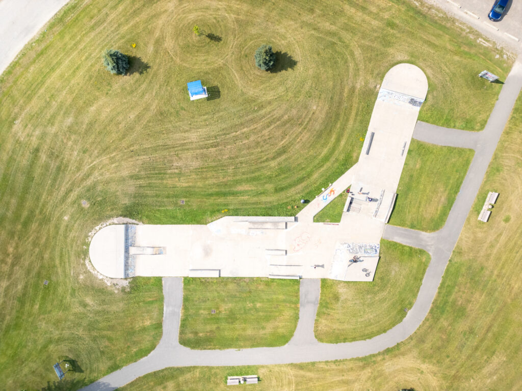 Bird's eye view of skate park