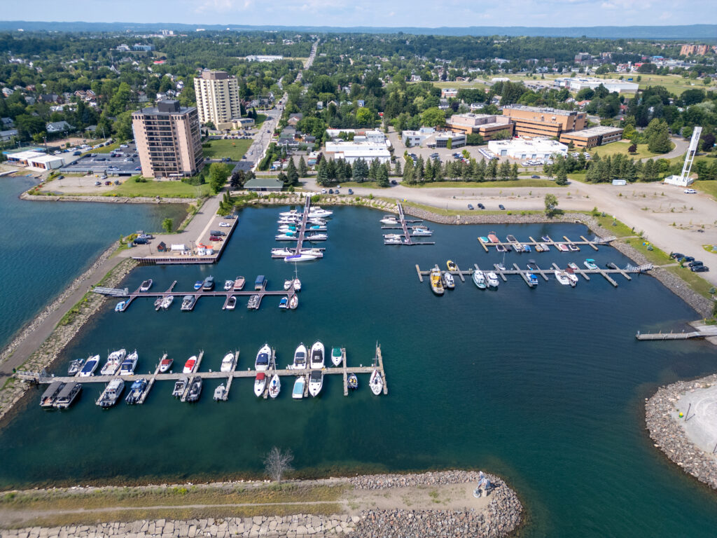 Drone view of Pine Street Marina
