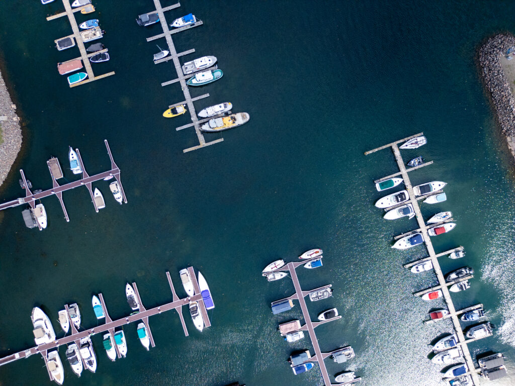 Bird's eye view of Pine Street Marina