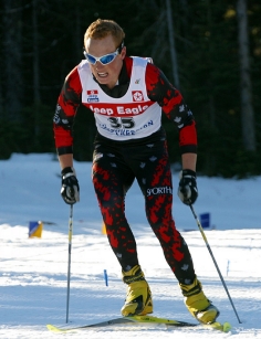 Man downhill skiing