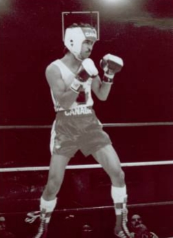 Steve Beaupre in his boxing uniform during a match