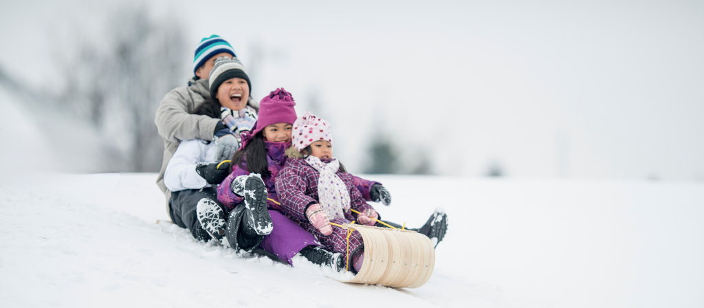 children on sled