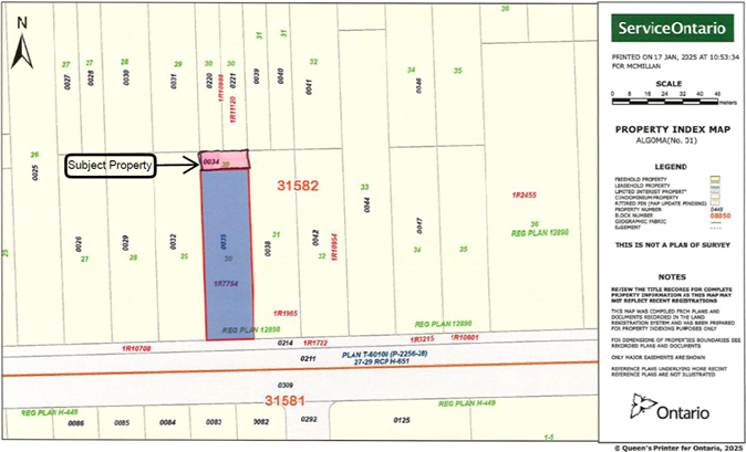 Property Sale Map Abutting 144 Second Line West - Rocchetta Holdings Corp.