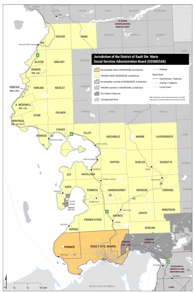 DSSMSSAB Jurisdiction Townships map